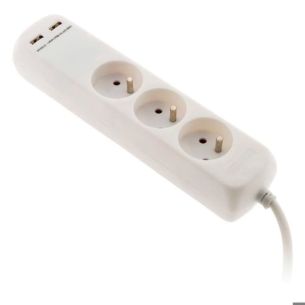 Bloc 3 uttag 16A 2P+T med 2 USB - Zenitech