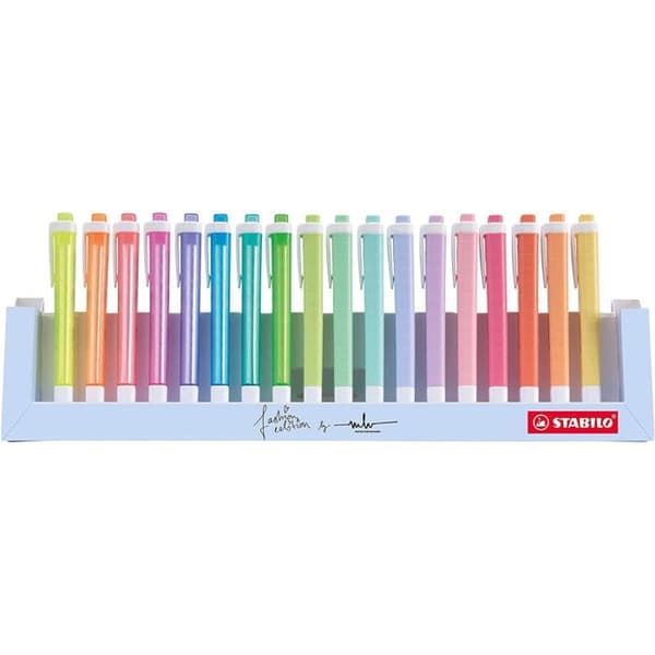 Surlinjer - STABILO - Pack med 18 swing cool - Fluorescerande bläck - Sned spets - Antitorkande