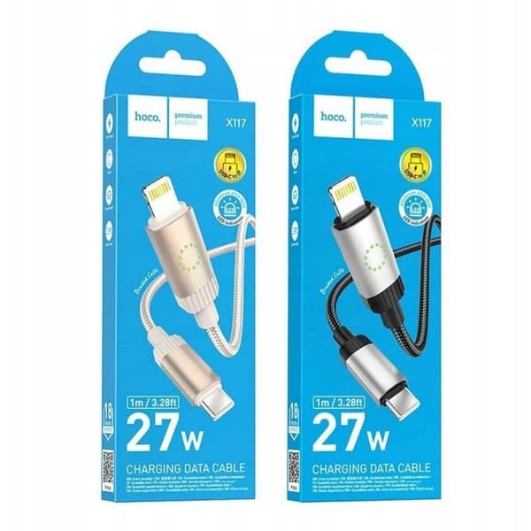 USB-C till Lightning-kabel - HOCO - X117 - PD 27W - 1 m - Svart
