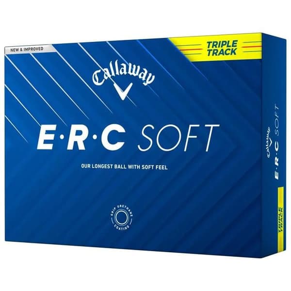 Förpackning med 12 Callaway ERC Soft Triple Track Golfbollar i Gult