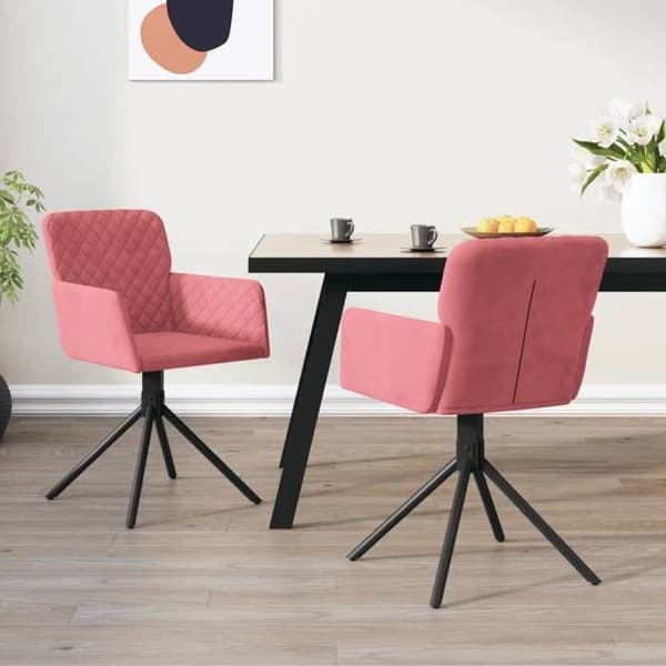 vidaXL Snurrande matstolar set om 2 Rosa Sammet 344794