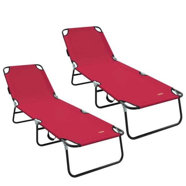 Liggstol - Fällbar - 2 st - Röd - UV-beständig - Modern design