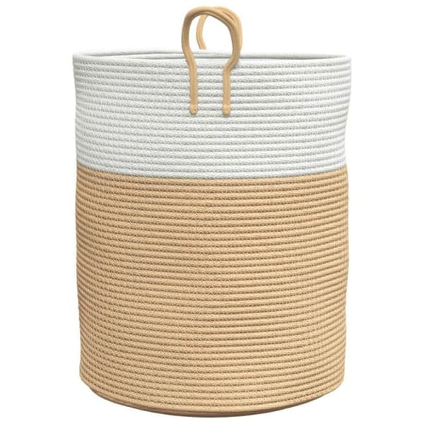 Beige och vit förvaringskorg Ø38x46 cm i bomull