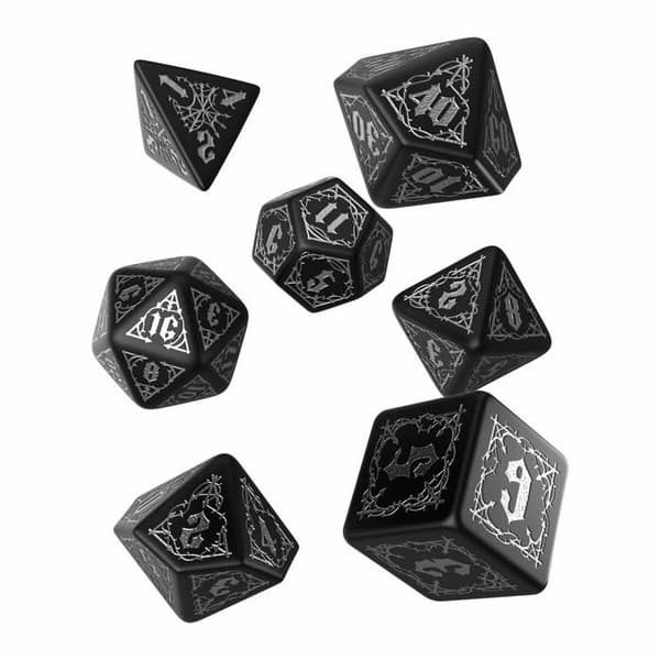 Dodekaedrar - Q WORKSHOP - Blodsugare - Svart - Silvergravyrer - 7 stycken