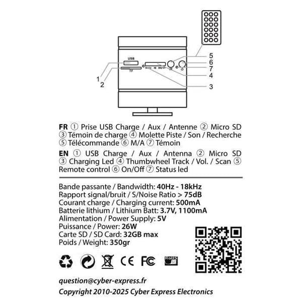 Bluetooth-högtalare 26W Cyber Express ADIN D6S