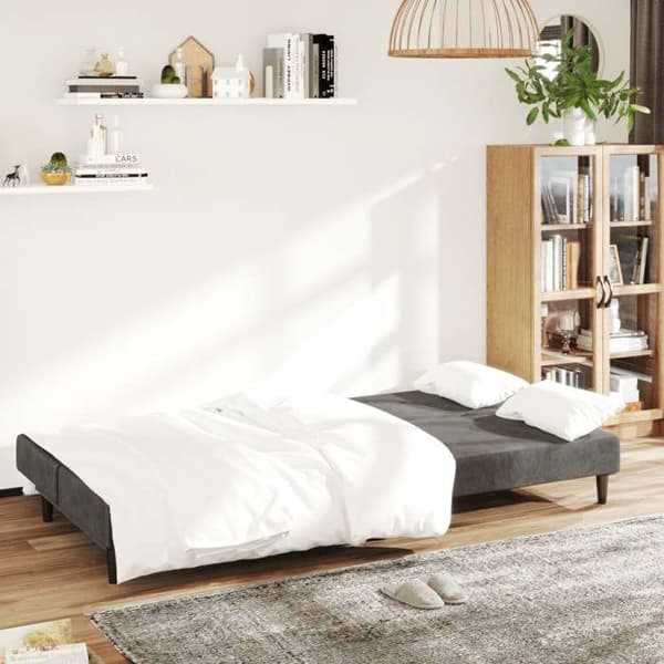 vidaXL 2-sits bäddsoffa mörkgrå sammet 375733