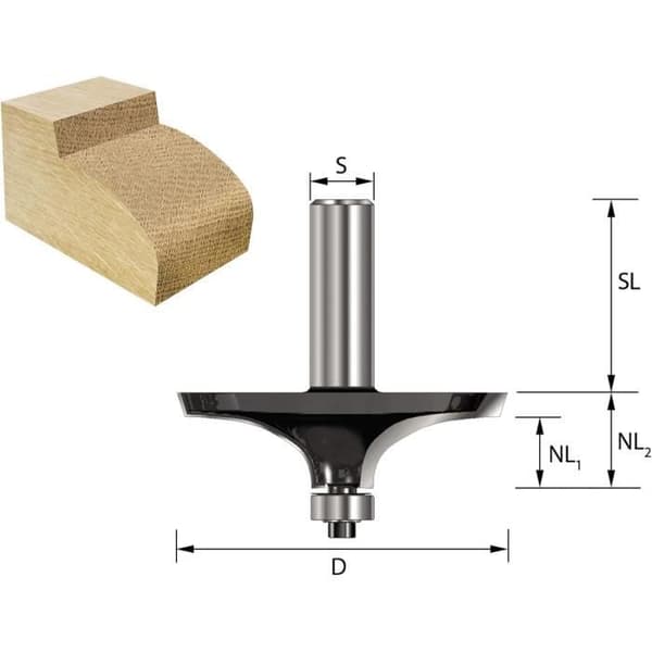 Ellipsprofilfräs med karbid, spännstift S 12 mm, diameter D 63,5 mm