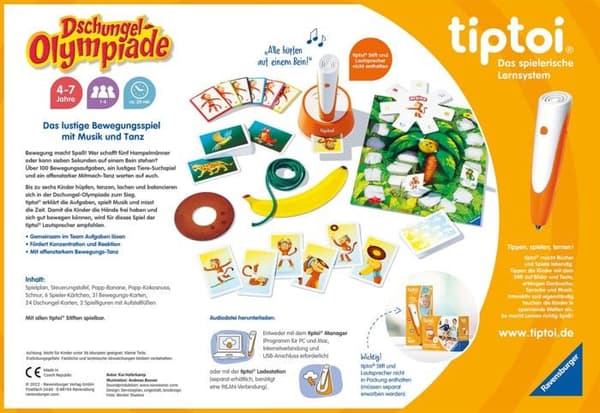 Brädspel - Ravensburger brädspel - 00129 - RAV tiptoi Active Dschungel-Olympiad