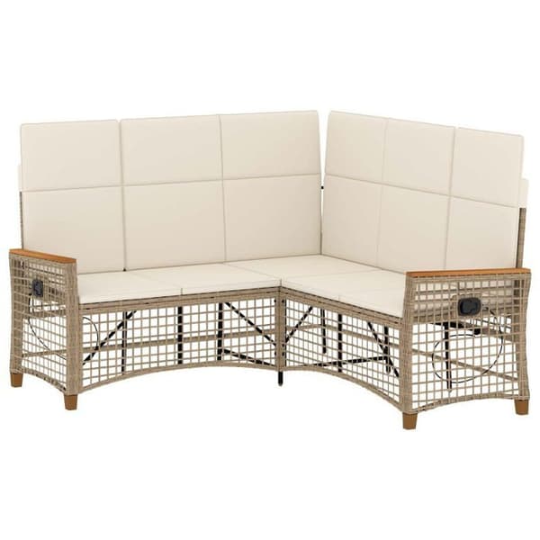 Vidaxl Set med lutande trädgårdssoffor Beige och krämvit