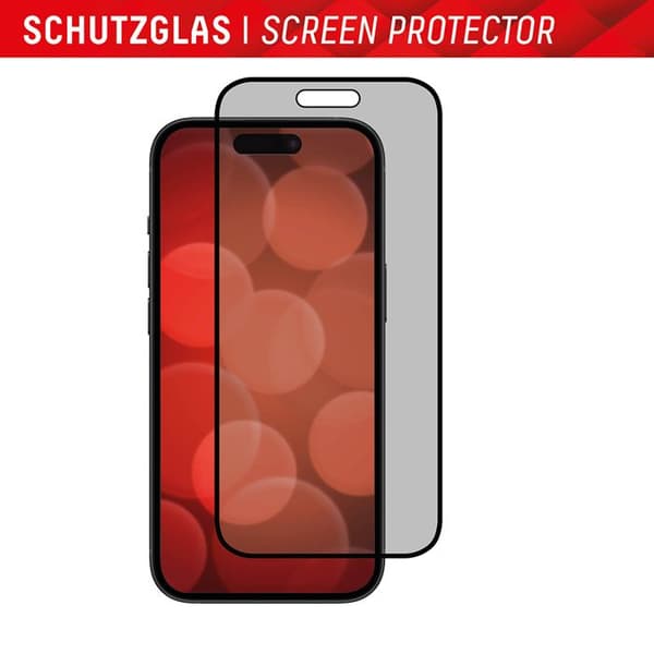 Integritetsskydd - DISPLEX - iPhone 16 Plus - Äkta glas - Hög kvalitet - Svart