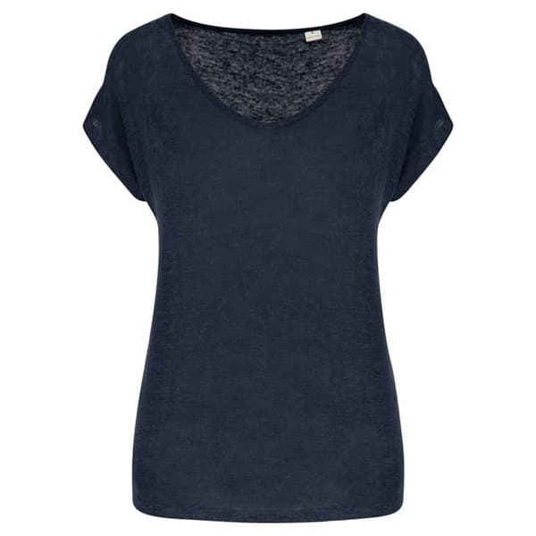 T-shirt med V-ringning i lin för kvinnor Spasso