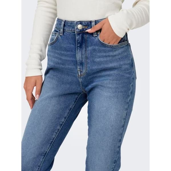 Jeans med hög midja för kvinnor Only Emily - medelblå denim