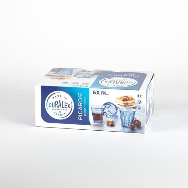 Förpackning med 6 Picardie 25 cl blå muggar - Duralex