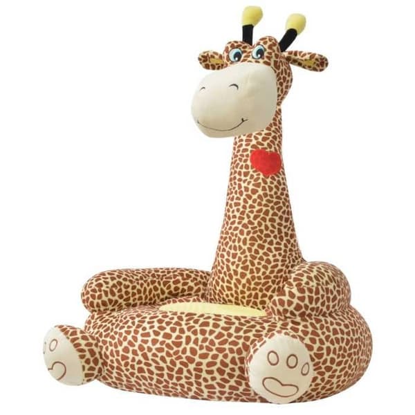 vidaXL Plysch Barnstol Giraffe Brun 80160