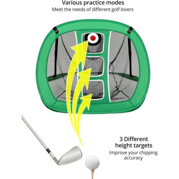 QWORK Pop Up Golfnät med 2 Mattor och 12 Träningsbollar