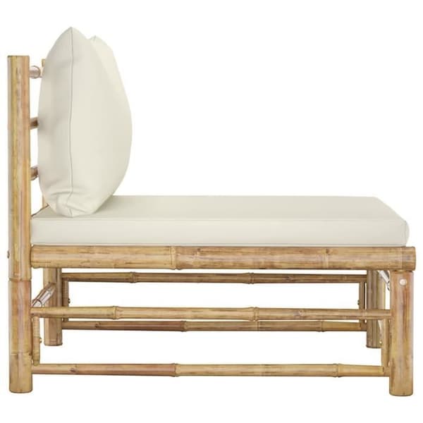 Trädgårdsoffa - vidaXL - Central - Bambus - 3 personer - Off-white
