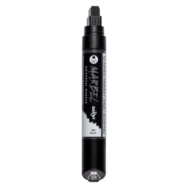 Marker - Akrylfärg - Svart - Permanent - Rektangulär spets 15mm - Marbel - Darwi