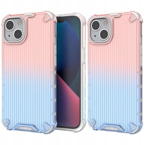 Coque - HURTEL - Ombre Protect - iPhone 14 Plus - Stötskydd - Elegant Design - Blå/Rosa Gradient