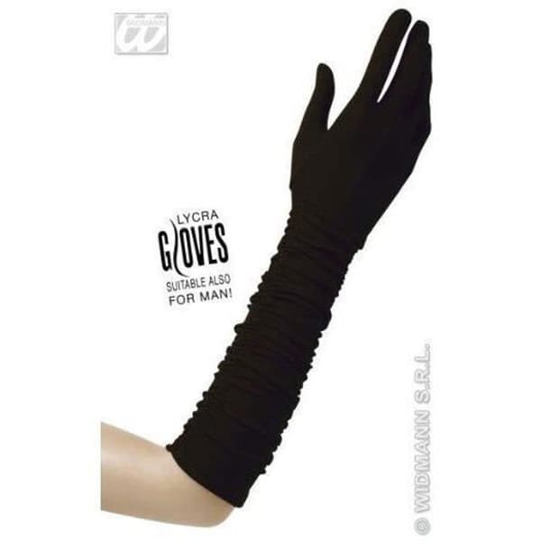 widmann 1443p svarta plisserade handskar i lycra 37cm