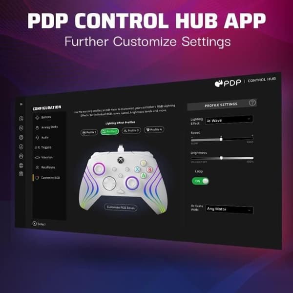 Manette trådbunden - Afterglow Wave - Nintendo Switch och Switch OLED - PDP - LED-belysning - Vit