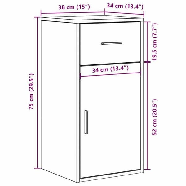 vidaXL Buffé med låda Antik trä 38 x 34 x 75 cm 869552