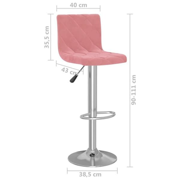 vidaXL Barstolar set om 2 rosa sammet 333692