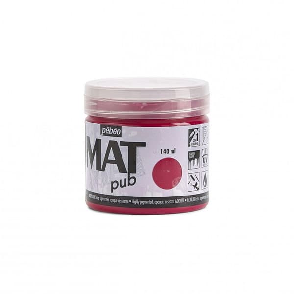 Pebeo: Mat Pub: Akrylfärg: 140ml: Karminröd