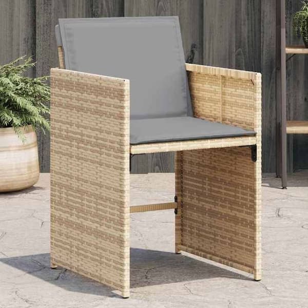 vidaXL Trädgårdsstolar med kuddar set om 4 blandning beige 364989