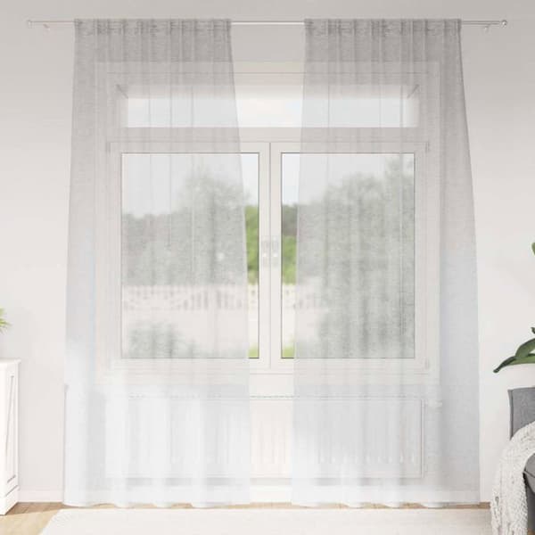 Gardiner i voile - vidaXL - Ljusgrå - Polyester - 245x140 cm - Set om 2 - Utomhusmontering