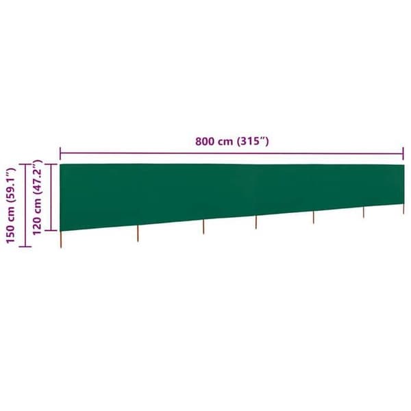 vidaXL 6 Panel Room Divider Tyg 800 x 120 cm Grön