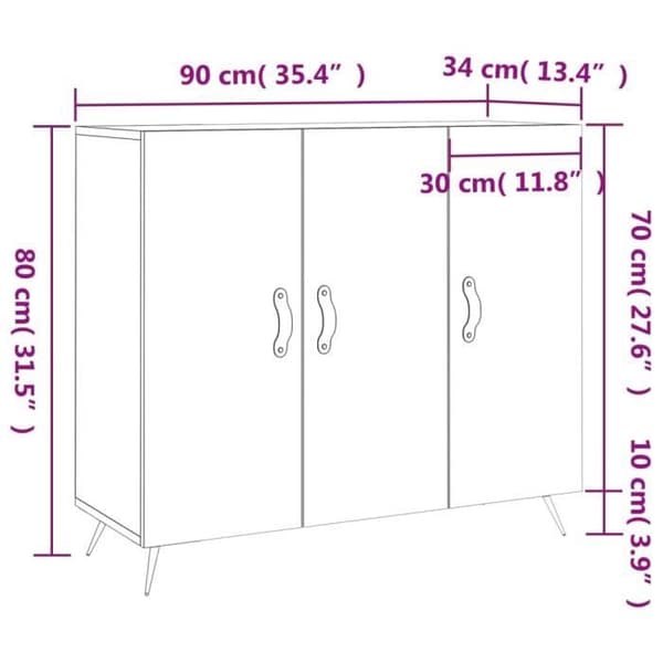 vidaXL Skänk Vit 90x34x80 cm Konstruerat trä 828076