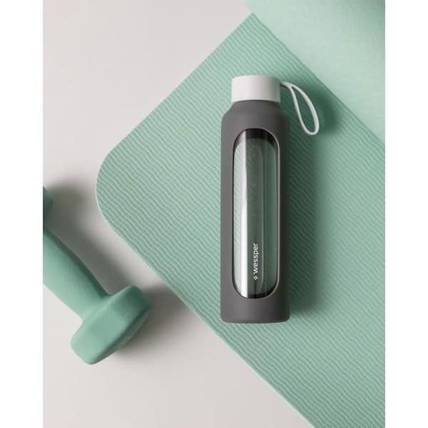Motiverande glasflaska - Wessper B1 BOROSILICATE - 500 ml - grå
