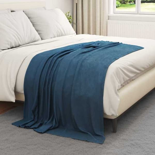 Täckning - VIDAXL - Fleecepläd - Mörkblå - 170 x 130 cm - Polyesterfleece