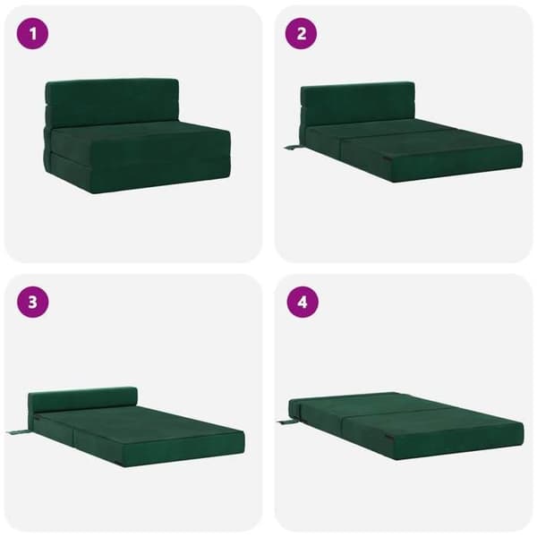 vidaXL Fällbar sängsoffa Mörkgrön 190 x 100 x 15 cm Sammet 900111