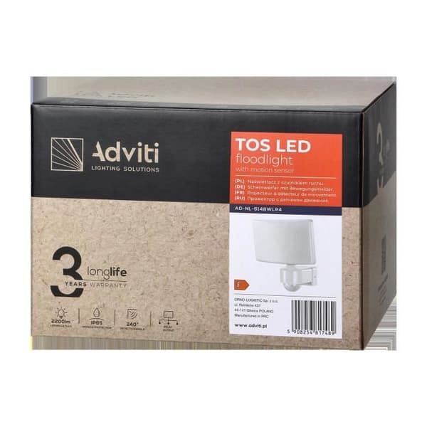 Utomhusprojektor - ADVITI - LED 30W - 2200lm - IP65 - PIR-sensor