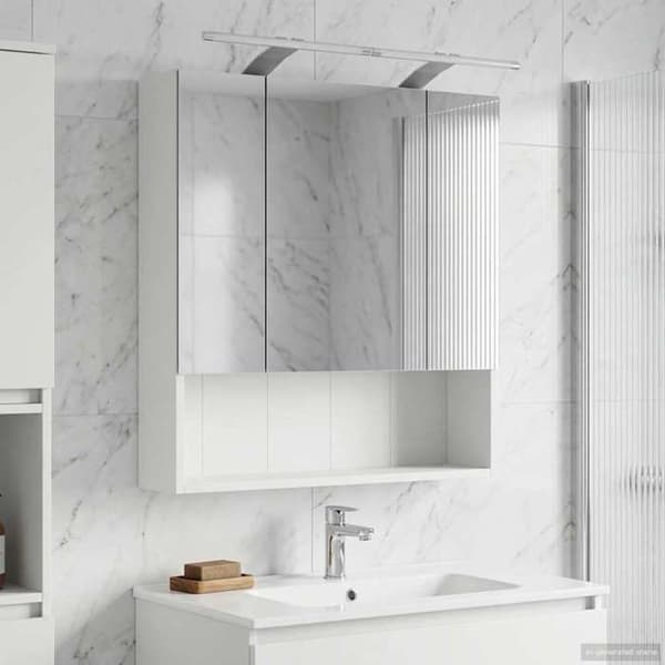 vidaXL Badrumsspegelskåp Vit 60 x 14.5 x 70 cm 889191