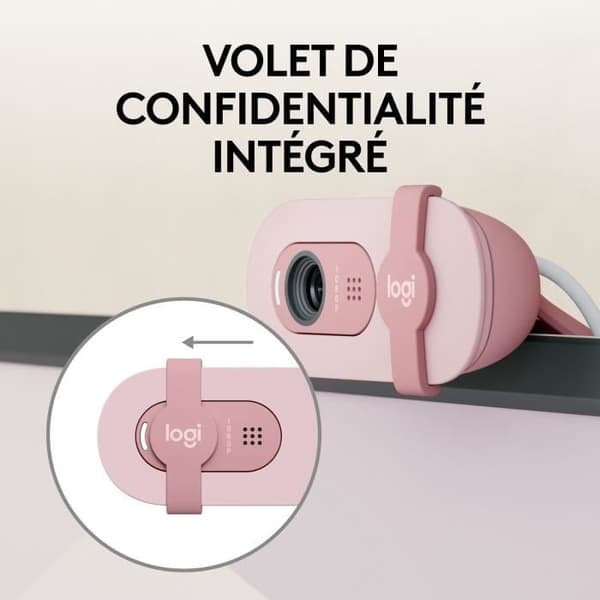 Webbkamera - Full HD 1080p - Logitech - Brio 100 - Integrerad mikrofon - Rosa