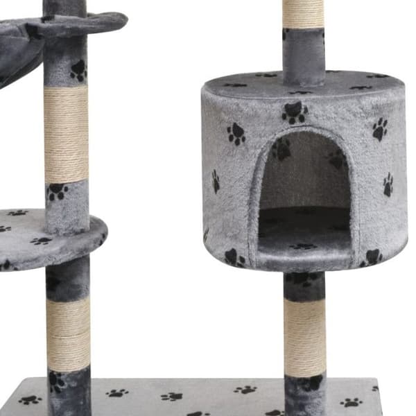 vidaXL Cat Tree and Scratching Post Sisal 125 cm Paw Prints Grå