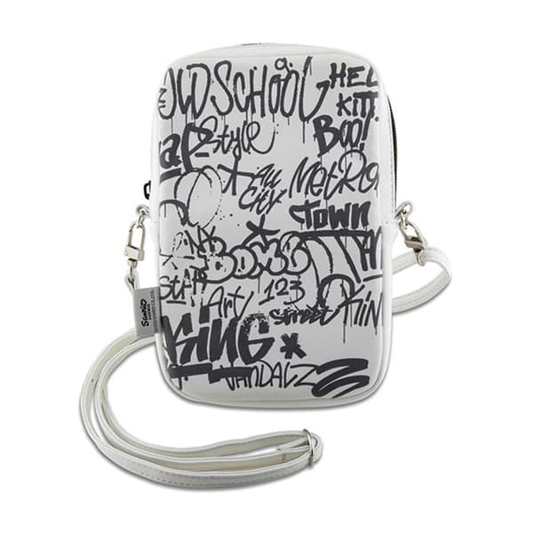 Axelväska - HELLO KITTY - Graffiti Kitty Head - Vit - För telefon - Rolig stil