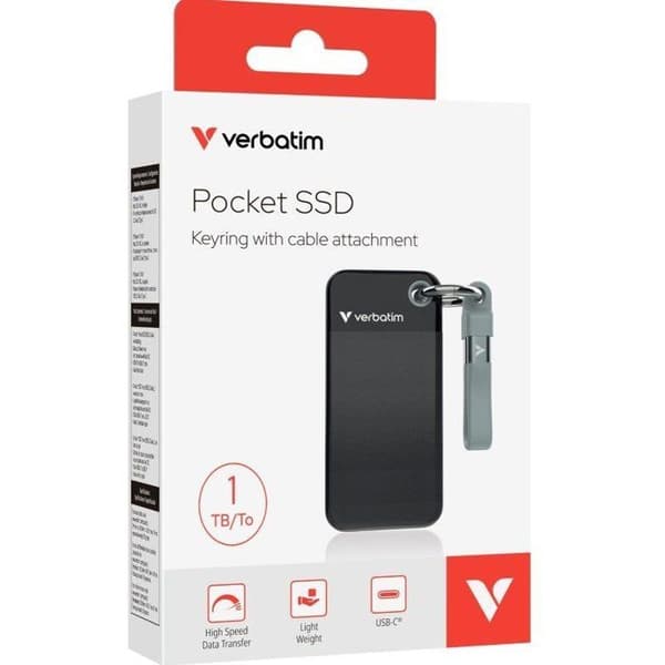 Extern SSD - VERBATIM - Pocket - 1 To - Svart / Grå