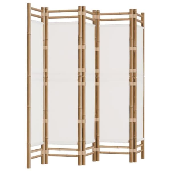 vidaXL Vikbar rumsavdelare 5 paneler 200 cm bambu och duk 350625
