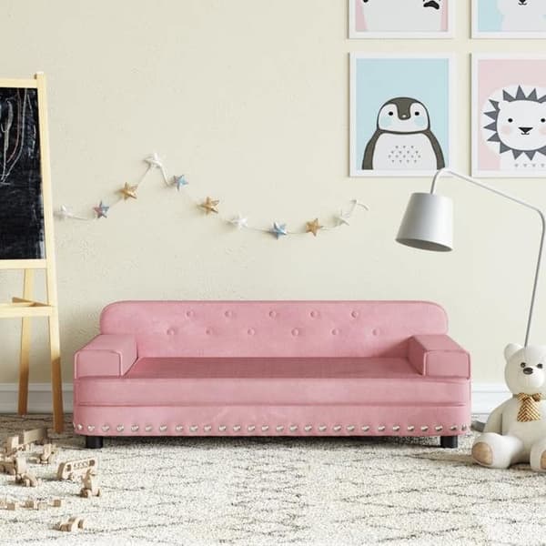 vidaXL Barnsoffa Rosa 90x53x30 cm Sammet 3196282