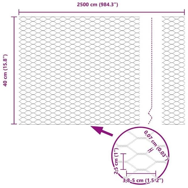 vidaXL Hexagonal stängsel Grön 0,4 x 25 m PVC 42005366