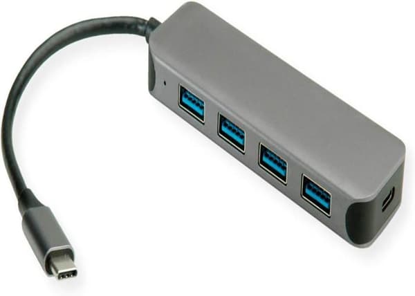 USB-hub - VALUE - 4 portar Typ A - 1 port Typ C - USB 3.2 Gen 1 - Ladda PD