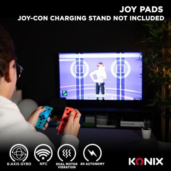 Joypads - Nintendo Switch och Switch OLED - KONIX - Autonomi 8 h - Vibrationsfunktion - Blå och röd