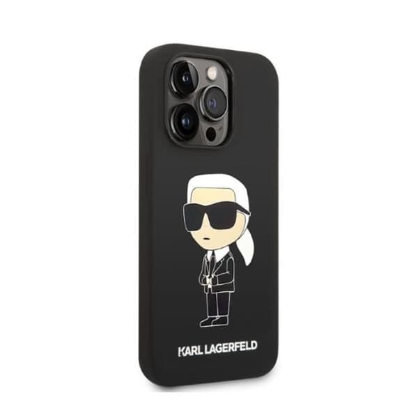 Karl Lagerfeld Silikonfodral Ikonik för iPhone 14 Pro – Svart, mikrofiberfoder