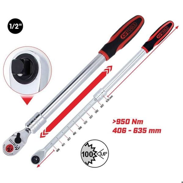 Ks 935.1285 Teleskopspärr 1-2'' Monster, 100 tänder Ks Tools Gmb