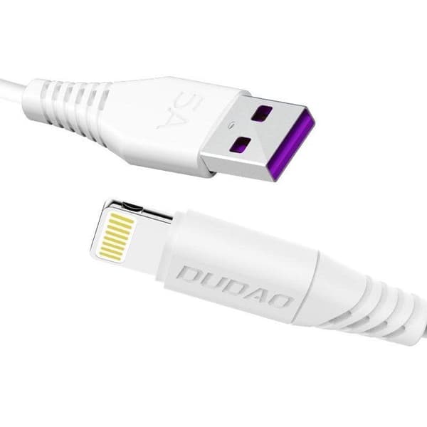 USB-Lightning-kabel - DUDAO - 5A 1m - Vit - Snabbladdning QC3.0 - Dataöverföring