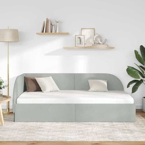 vidaXL Hörnsängram Ljusgrå 100 cm x 200 cm Sammet 42016656