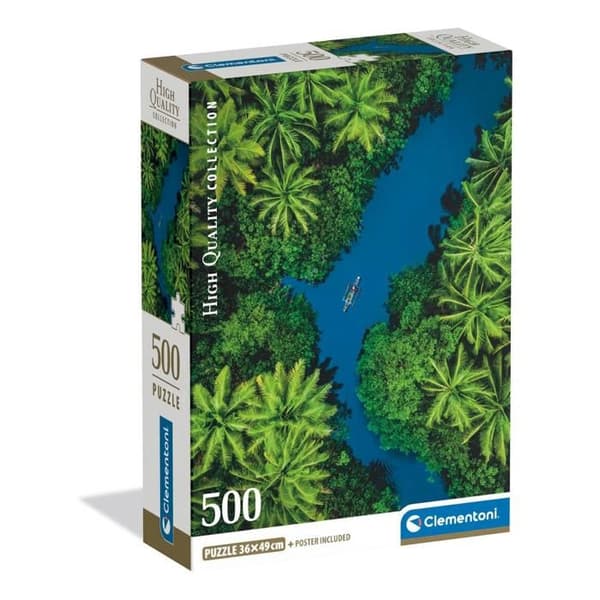 Pussel - CLEMENTONI - Pussel Compact 500 bitar - Tropisk Luftutsikt - 500 bitar - Poster Ingår
